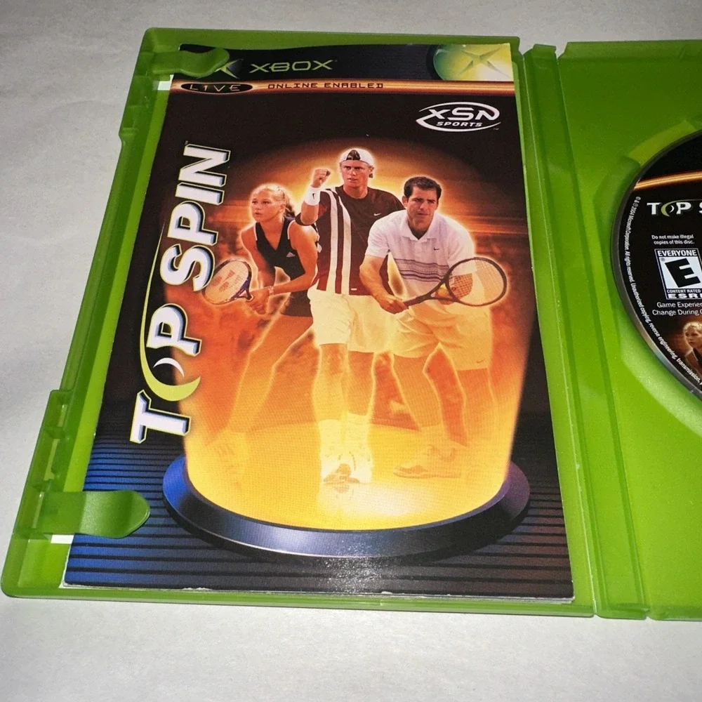 NCAA Football 2005 + Top Spin (Xbox, 2004) Complete CIB W/ Both Manuals Exc Cond